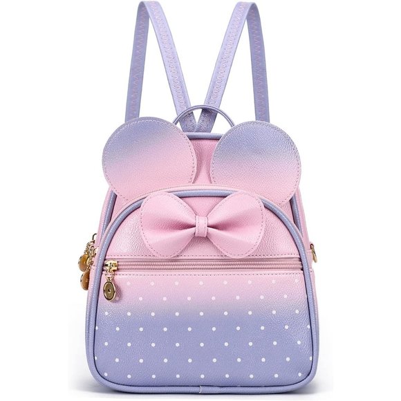 Bowknot Polka Dot Mini Backpack And Convertible Shoulder Bag Purse for Women - Picture 1 of 7